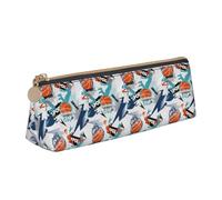 Slam Dunk Dynamic Geometryadvanced Leather Triangular Pencil Case-Full Printed Design, Cross-Textured Pvc Leather Shell, 100% Polyester Fiber Lining, Compact And Stylish, Can Store Pen Art Supplies.