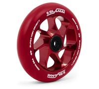 Slamm 110mm Team Wheel Red & Red | Stunt Scooter Aluminium Core Single Wheel | 88A Hardness Super High Rebound & High Density PU | ABEC-9 Chrome Bearings Fitted