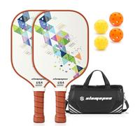 Slamopus Pickleball Paddles Set, Pickleball Set of 4 | Lightweight paddle,Fiberglass Surface & 13 mm PP Honeycomb Core,4 Indoor & Outdoor Balls,1 PU Leather Sports Bag