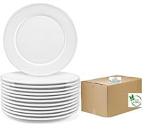 slamtech 12 Pcs Side Plates White - Round Porcelain Small Dinner Dish Tableware Wide Rimmed Service Plate Dessert Plates for Salad Dinner Bread - Boxed