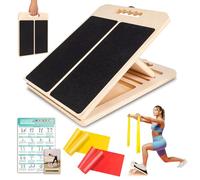 Slant Board for Calf Stretching, Adjustable Portable Wooden Incline Board for Calf Stretcher with Training Poster, 300 Lbs Weight Capacity Calf Stretch Wedge for Exercise