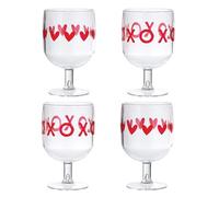 slant collections Unbreakable Valentine's Day Wine Glasses Stackable Acrylic Stemmed Wine Glasses, Set of 4, Hearts/XO