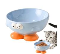 Slanted Ceramic Dog Bowl | Pet Raised Feeding Ceramic Dish,Cat Food Water Bowls Dish With Cute Pattern for Small Animals