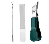 Slanted Nail Clippers 3PCS/Set Beveled Nail Clippers, Wide Jaw Opening Anti-Splash Angled with Non Slip Handle, Set with Nails File and Cleaning Tool