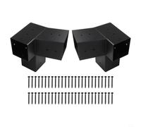 Slanted Roof Pergola Bracket Wall Mount for 4x4 Posts - Heavy Duty Steel Corner Sleeper Fixing Kit for Garden Gazebo Patio Cover Outdoor Structure Black(Left 15°+Right 15°)