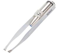 Slanted Tip Tweezers with Light - Precision Tweezer for Facial Hair, Chin & Ingrown Hair - Eyebrow Tweezers Professional
