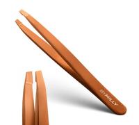 Slanted Tweezers - Titanium Plated High Carbon Stainless Steel - Hand-Filed and Perfectly Aligned Precision Slant Tips - Rose Gold