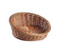 Slanted Woven Basket | Wicker Basket Kitchen Bread Fruits Display | Daily Life Use Keys Wallets Organizer Tray Artificial Rattan Bowl for Picnic, Bakery