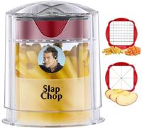 Slap Chop French Fry Potato Cutter Onion Chopper Apple Dicer - Easily Cut in Seconds - Stainless Steel Blades - No Mess Container - Slice French Fries, Fruit, and More - Dishwasher Safe
