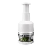 Slap Chopper Vegetable Chopper, White, with 304 Stainless Steel Blades, Labor-Saving Spring, Clear Body, Fixed Slot, 6.3 in / 16 cm for Kitchen Use, Multi-Functional Garlic Chopper