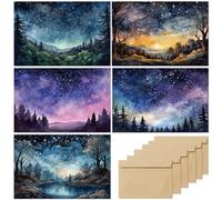 slapaflife Blank Cards with Envelopes All Occasion,Watercolor Starry Night Sky Design Blank Greeting Cards 4x6,20Pack -Blank Greeting Cards,Note Cards with Matching Peel-and-Seal Rustic Envelopes