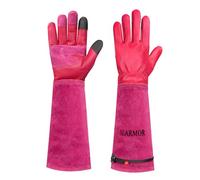 SLARMOR leather Gardening Gloves for Women/Men - Thorn Proof Cowhide Leather Rose/Blackberry Pruning Heavy Duty Garden Gloves Thick Palm Gauntlet Garden Work Gloves with Forearm Protection