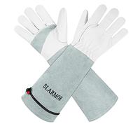 SLARMOR leather Gardening Gloves for Women/Men - Thorn Proof Cowhide Leather Rose/Blackberry Pruning Heavy Duty Garden Gloves Thick Palm Gauntlet Garden Work Gloves with Forearm Protection