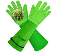SLARMOR leather Gardening Gloves for Women/Men - Thorn Proof Cowhide Leather Rose/Blackberry Pruning Heavy Duty Garden Gloves Thick Palm Gauntlet Garden Work Gloves with Forearm Protection