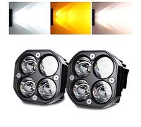SLARY 2PCS 3 Inch Spot LED Work Lights White/Amber Flasing Strobe Pods with Six Modes Square Cube Fog Lights Bumper Lights with Switch Wiring Harness for Offroad Truck 4WD SUV ATV UTV