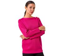 Roman Slash Neck Button Detail Knit Jumper for Women UK - Ladies Autumn Everyday Winter Holiday Long Sleeve Comfy Drop Shoulder Soft Top Office Desk Sweaters - Rose - Size 14