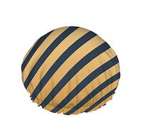 Slash Shower Cap,Golden And Navy Blue Slash Pattern Waterproof Bath Caps Perfect For All Hair Lengths And Thicknesses
