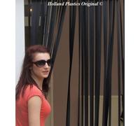 Slat type Door Curtain/Fly Blind- With pair of screw in hooks for wooden frames (ALL BLACK) 80cm wide x 200cm drop