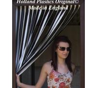 Slat type Door Curtain/Fly Blind- With pair of screw in hooks for wooden frames (BLACK/WHITE) 80cm wide x 200cm drop