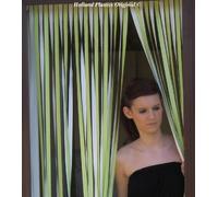 Slat type Door Curtain/Fly Blind- With pair of screw in hooks for wooden frames (LIME/WHITE) 80cm wide x 200cm drop