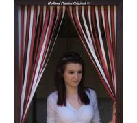 Slat type Door Curtain/Fly Blind- With pair of screw in hooks for wooden frames (RED/WHITE) 80cm wide x 200cm drop