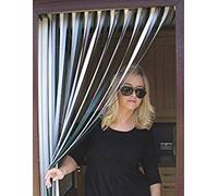 Slat type Door Curtain/Fly Blind- With pair of screw in hooks for wooden frames - SILVER/WHITE/GREEN- 80cm wide x 200cm drop