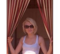 Slat type Door Curtain/Fly Blind- With pair of screw in hooks for wooden frames (STRAWBERRY/CREAM) 80cm wide x 200cm drop