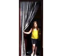 Slat type Door Curtain/Fly Blind- With pair of self adhesive hooks for uPVC doors-BLACK & WHITE - 80cm wide x 200cm drop