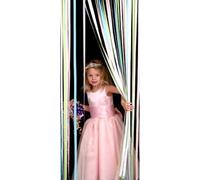 Slat type Door Curtain/Fly Blind- With pair of self adhesive hooks for uPVC doors-PASTEL MULTI COLOURED- 80cm wide x 200cm drop