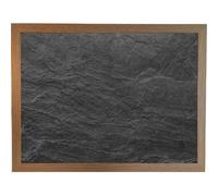 Slate Black Marble Lap Tray with Cushion: Bean Bag Padded Cushioned Tray for Eating or Large Laptop Desk Table Use (Black, Wood Effect or Silver Frame)