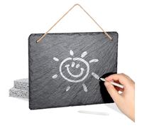Slate Board for Writing on and Hanging, 25 x 20 cm Chalkboard Including Chalk & Sponge, Weatherproof Small Blackboard as Weekly Planner, Shopping List, Kitchen Board, ToDo's