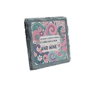 Slate Coaster for Mum - Life Doesn’t Come with a Manual, It Comes with a Mum and Wine - Fun and Stylish (slco-kf25-swirlmanualhg)