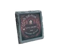 Slate Coaster - In This Home, Love Grows and Memories Are Made Elegant Home Décor Accent (slco-kf25-burgundyhomehg)