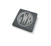 Slate Coaster with Engraved GWR Logo, Square Natural Slate Drinks Coaster