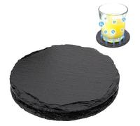 Slate Coasters - Round Natural Stone Plates, Rustic Serving Boards | Slate Plate Tray for Drinks and Cheese, Decorative Serving Board for Bar, Kitchen, Home Decoration, Party or Restaurant