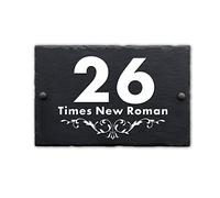 Slate Door Numbers Personalised House Signs House Number Plaques for Wall Rustic Black Natural Slate Signs Engraved Name Road Plate Plaque Rectangle 10 Year Guaranteed 15x20cm