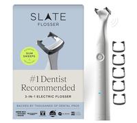 SLATE Electric Flosser | Luxury Dental Flosser for Teeth w/ 3 Speeds - Dentist Invented | Reusable Non-Toxic Floss, Tongue Scraper & Gum Care