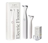 Slate Flosser Clean Slate Set - Origin Electric Flosser + Mini Travel Flosser + 12 Smooth Floss Heads - 3-in-1 Sonic, Gum Sweeps & Tongue Scraper - Non-Toxic, PFAS-Free - Includes AA Battery