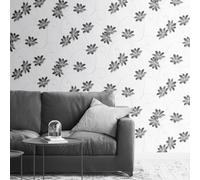 Slate Glitter Floral Wallpaper Textured Metallic Black Flower Leaf Blown Vinyl