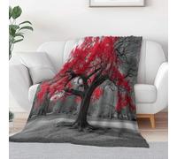 Slate Gray Print Flannel Blanket Throw 59 x 79 inch, Luxurious Super Soft Warm Cosy Throws Kids Adults Bedding Forest Plants Red Leaves Trees for Bed Sofa Travel Fluffy Blanket