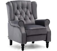 Althorpe Wing Back Recliner Button Back Fireside Velvet Chair More4Homes Grey One Size