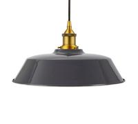 Slate Grey Chancery Painted Dome Pendant Light With Antique Gold Lamp Holder And Black Round Cable - Se Home