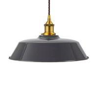 Slate Grey Chancery Painted Dome Pendant Light With Antique Gold Lamp Holder And Brown Twisted Cable - Se Home