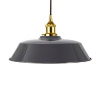 Slate Grey Chancery Painted Dome Pendant Light With Gold Lamp Holder And Black Round Cable - Se Home