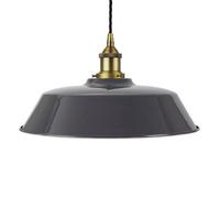 Slate Grey Chancery Painted Dome Pendant Light With Matt Antique Brass Lamp Holder And Black Twisted Cable - Se Home