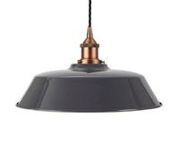 Slate Grey Chancery Painted Dome Pendant Light With Matt Antique Copper Lamp Holder And Black Twisted Cable - Se Home