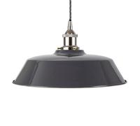 Slate Grey Chancery Painted Dome Pendant Light With Nickel Lamp Holder And Grey Twisted Cable - Se Home