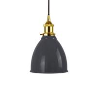 Slate Grey Classic Small Pantry Metal Painted Dome Pendant Light With Gold Lamp Holder And Black Round Cable - Se Home