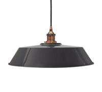 Slate Grey Large Chancery Painted Dome Pendant Light With Antique Copper Lamp Holder And Black Round Cable - Se Home