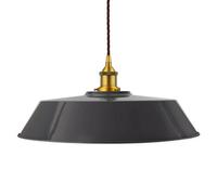 Slate Grey Large Chancery Painted Dome Pendant Light With Antique Gold Lamp Holder And Brown Twisted Cable - Se Home